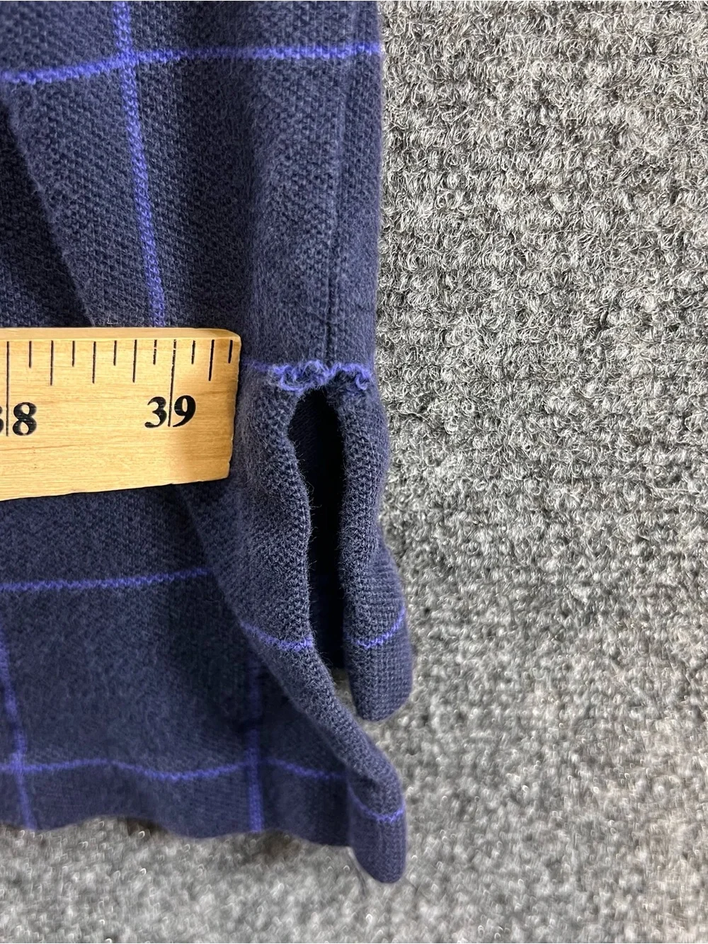 Vintage Polo Ralph Lauren 1/4 Button Polo Shirt Size Large Blue Windowpane Check